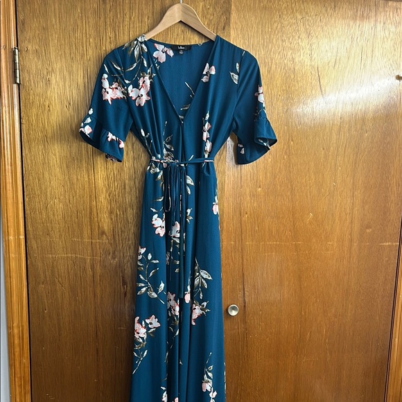 Lulus Floral Green Maxi Dress XS - Picture 8 of 9